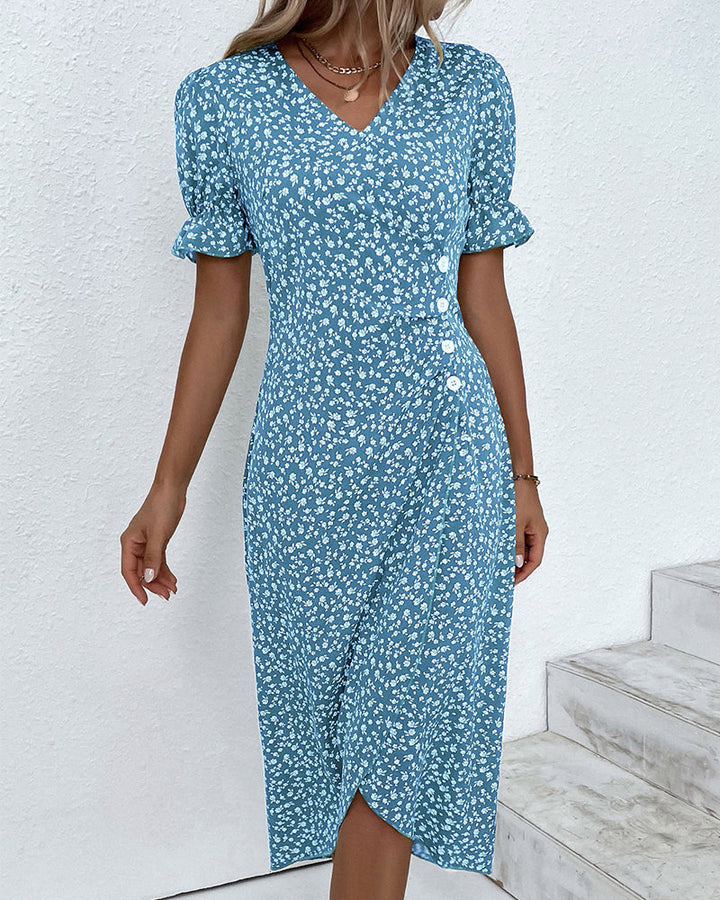Giselle™ - Elegant Floral Dress with V-Neck for Special Occasions