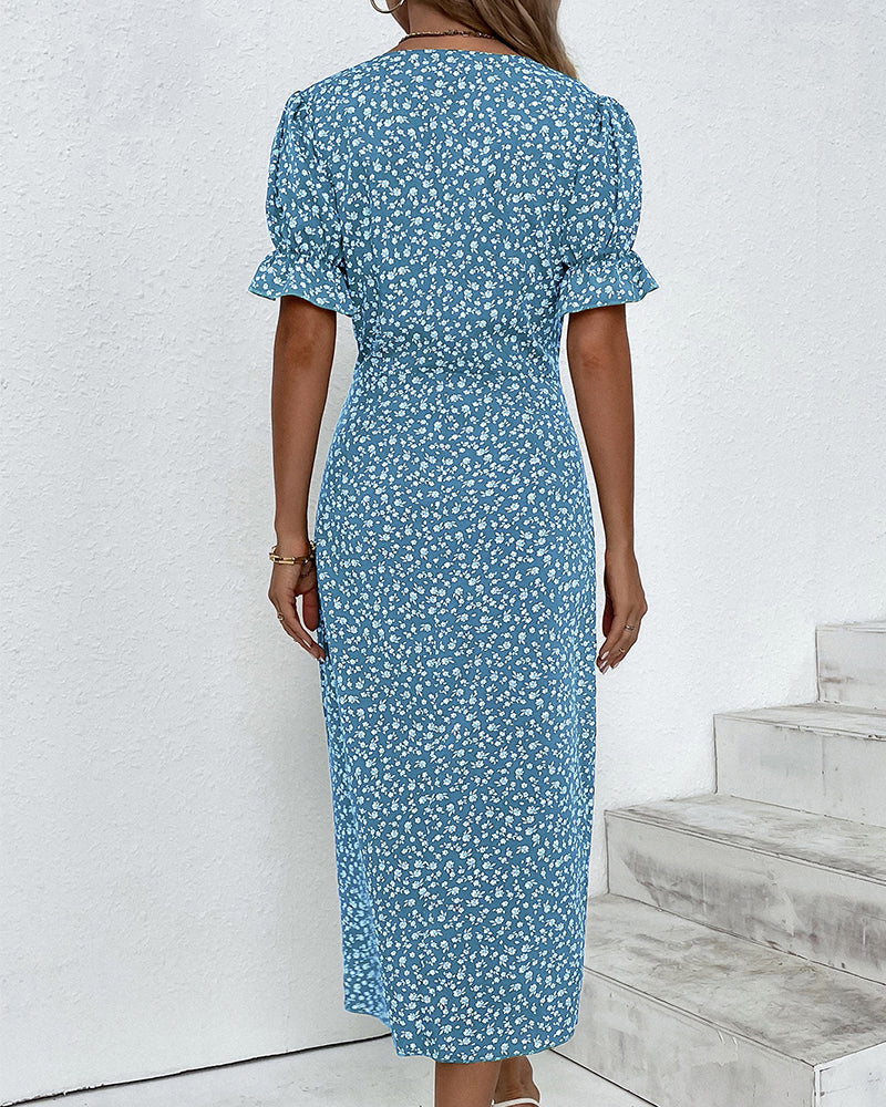 Giselle™ - Elegant Floral Dress with V-Neck for Special Occasions