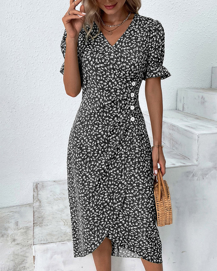 Giselle™ - Elegant Floral Dress with V-Neck for Special Occasions