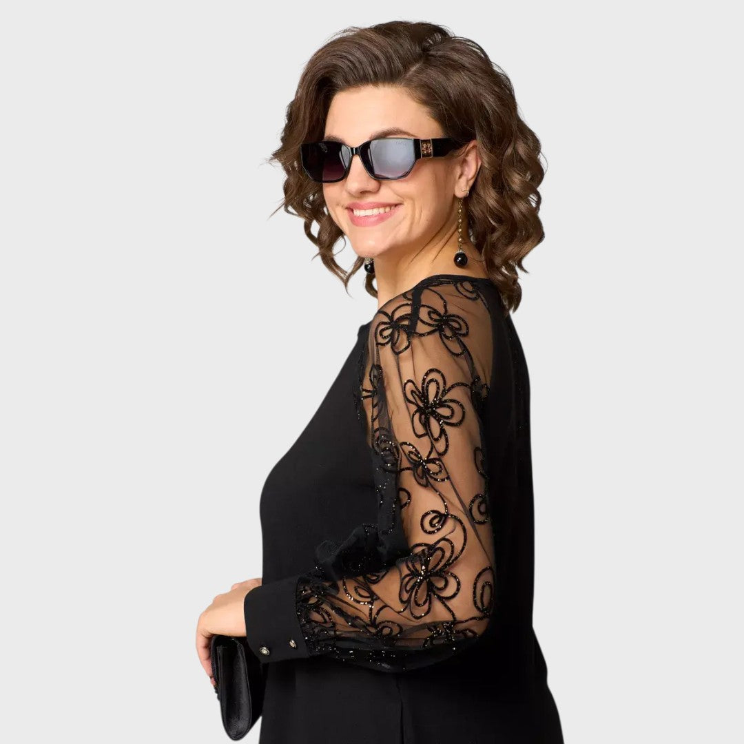 Giada - Elegante Abito Nero Sexy in Pizzo