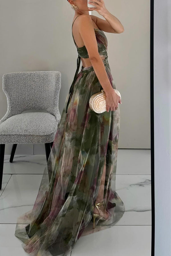 Vaëlia – Elegante abito lungo con affascinante stampa floreale