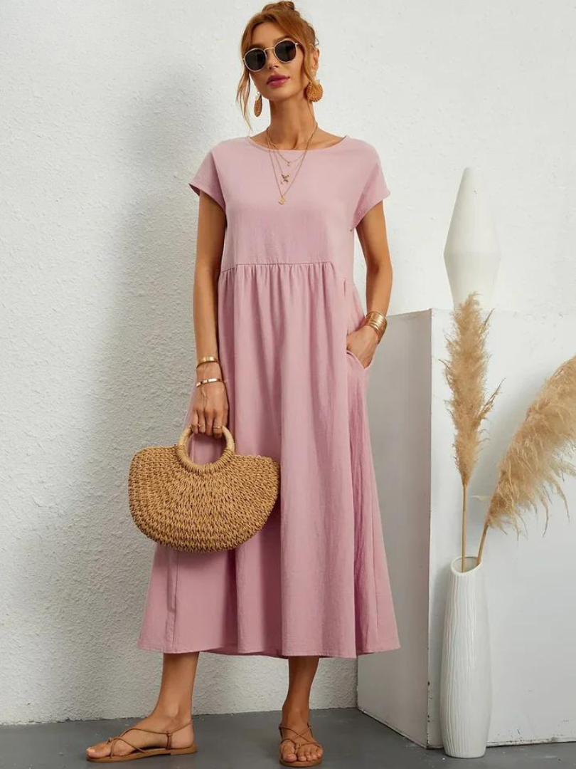Ruby™ | Vestito elegante in cotone e lino per un look essenziale e raffinato