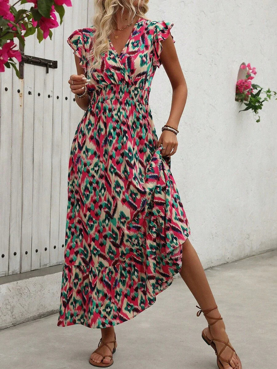 Clara | Elegante Abito Vintage con Stampa per un Look Estivo Casual e Alla Moda