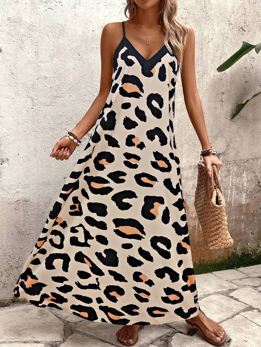 Elena | Vestito Estivo alla Moda con Spalline Sottili, Schiena Nuda e Design Grafico Accattivante