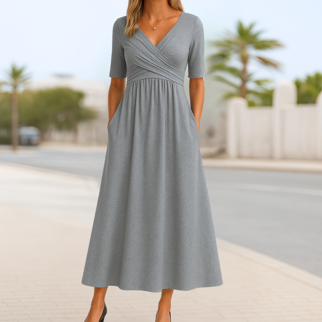 Elegante Monique™ | Abito incrociato con maniche corte per un look raffinato