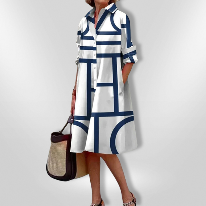 Helena™ | Abito Midi con Motivo Geometrico