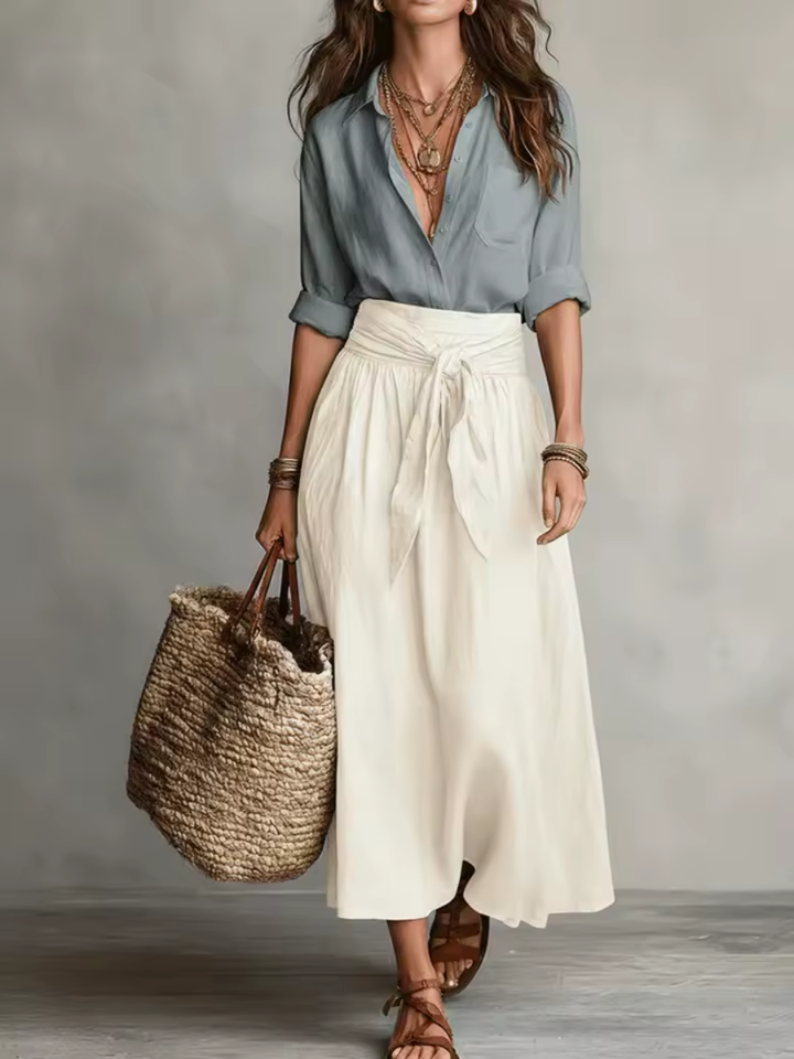 Elara™ | Set Elegante a Due Pezzi con Gonna Midi