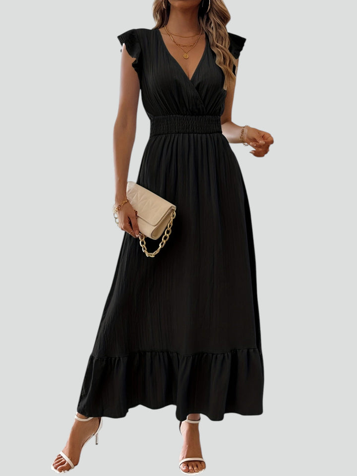 Charline™ | Elegante Maxi Abito con Scollatura a V e Maniche Arricciate