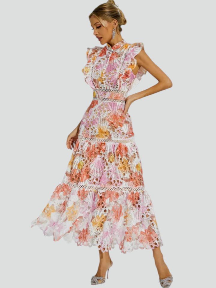 Maven™ | Vestito Maxi in Pizzo Floreale