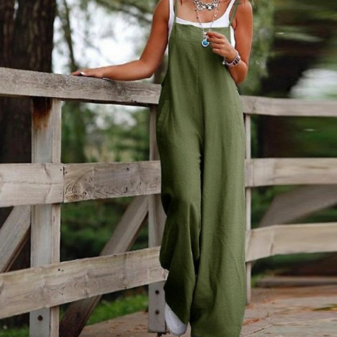 Annia™ | Salopette Casual Con Gambe Ampie E Tasche