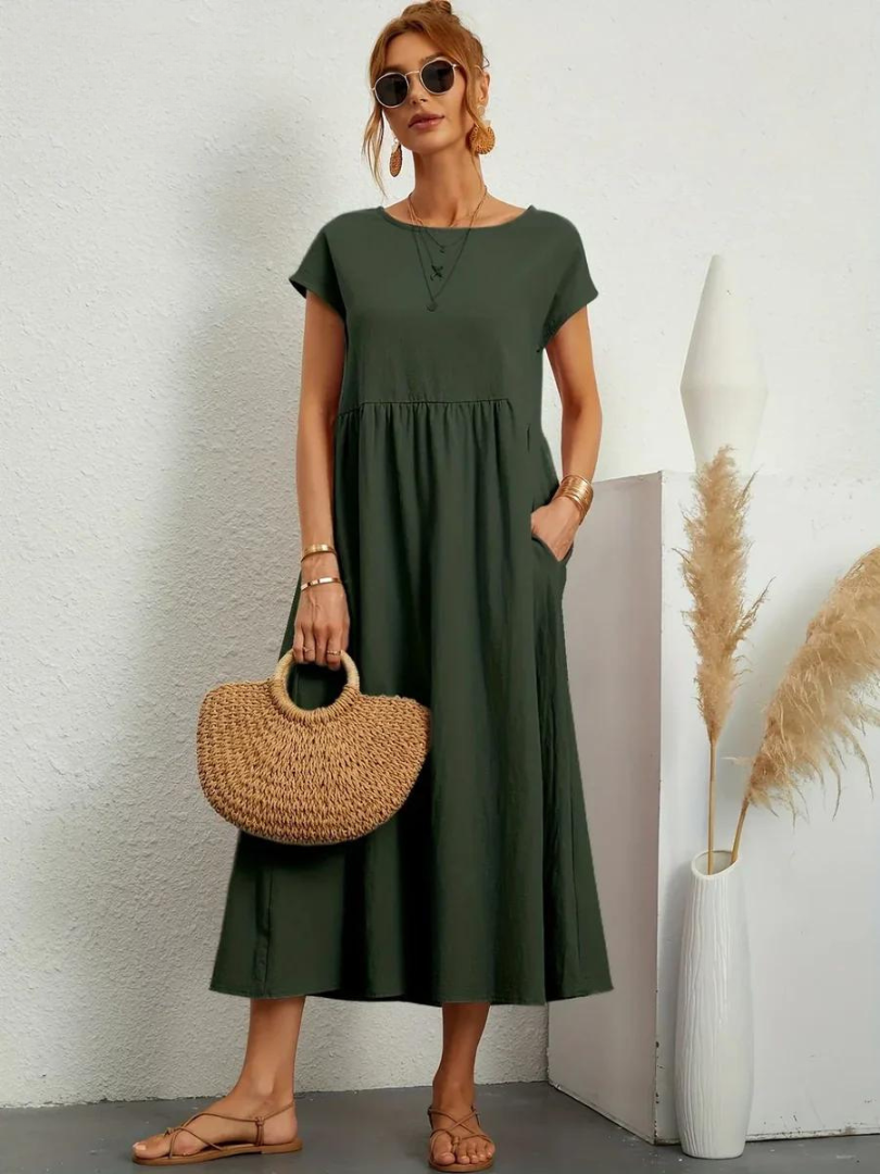 Ruby™ | Vestito elegante in cotone e lino per un look essenziale e raffinato