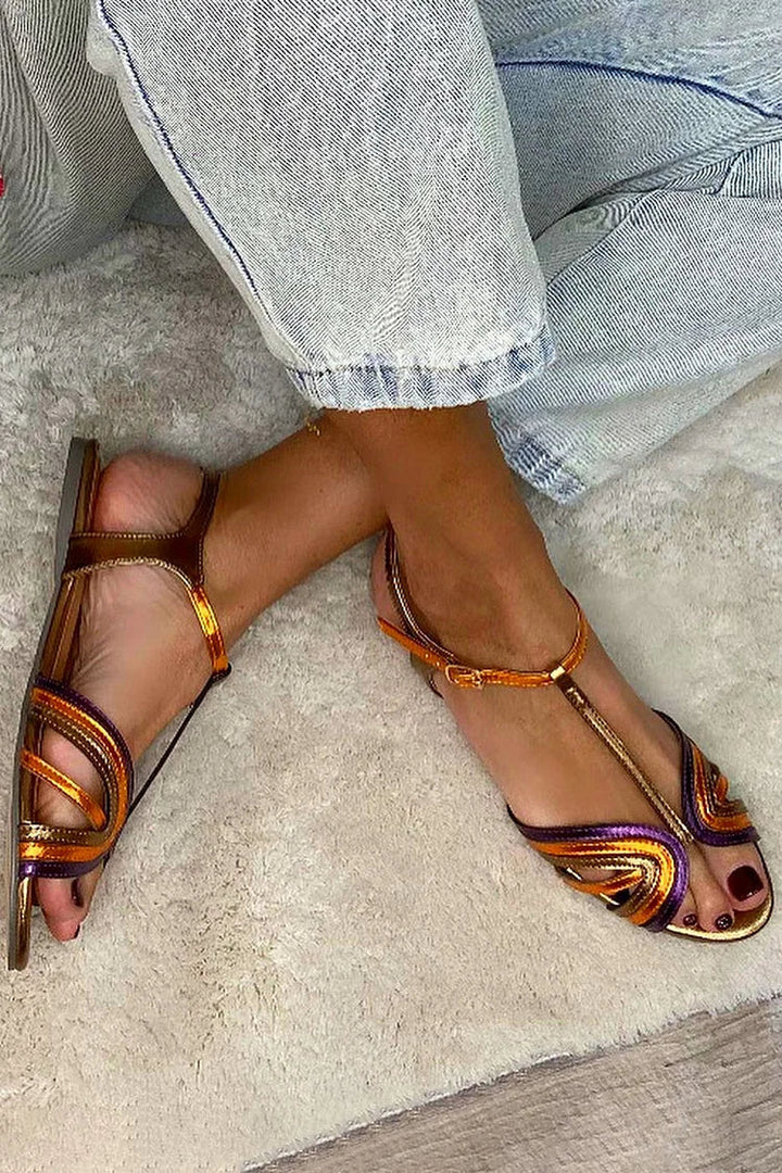 NERINA | Sandali bassi multifascia con dettagli metallici eleganti
