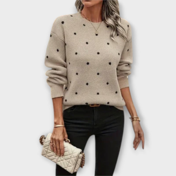 Ava | Maglione a Maniche Lunghe Casual in Maglia con Motivo a Pois