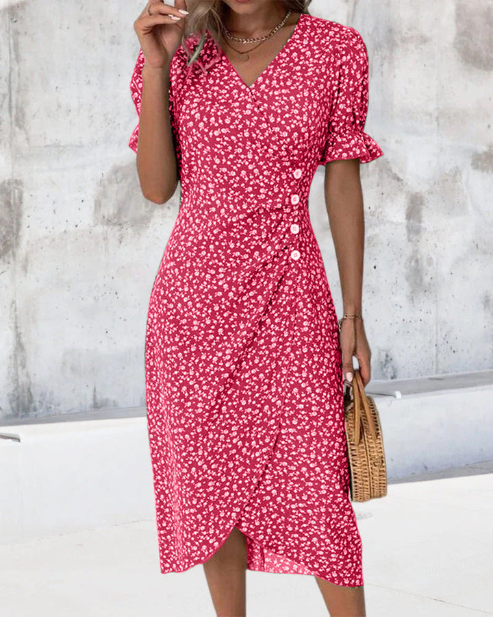 Giselle™ - Elegant Floral Dress with V-Neck for Special Occasions