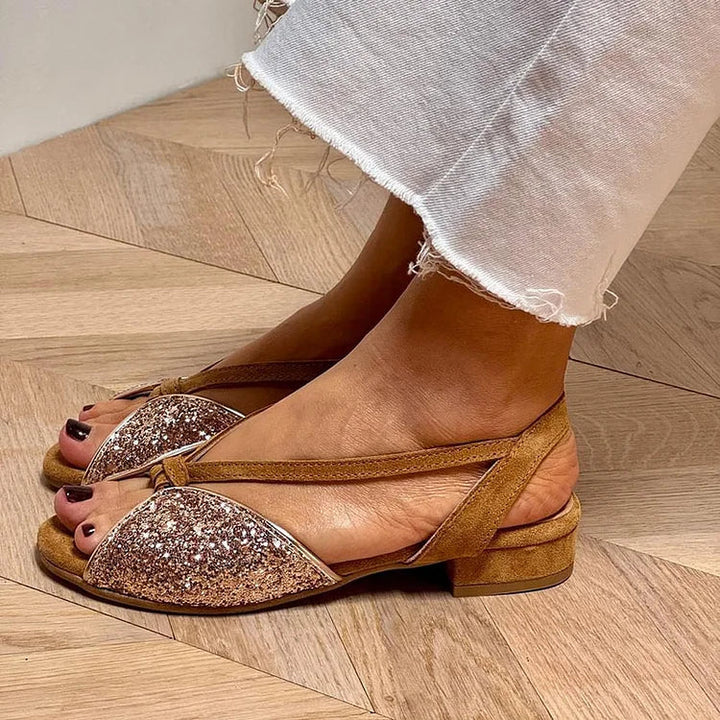 LUCREZIA | Eleganti Sandali Glitter con Suola Bassa per un Look Chic e Comodo