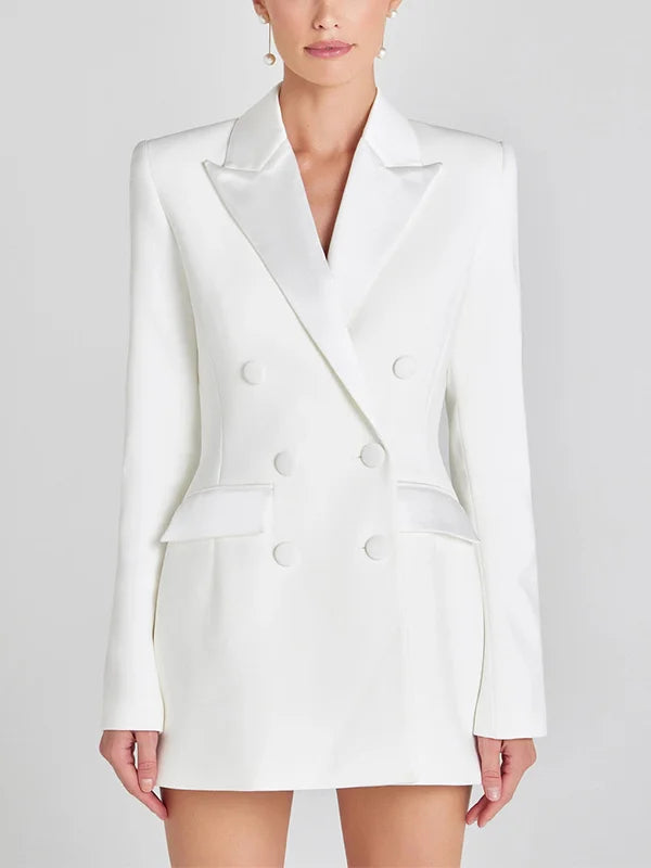 Sofia | Blazer Bianco Doppiopetto in Raso