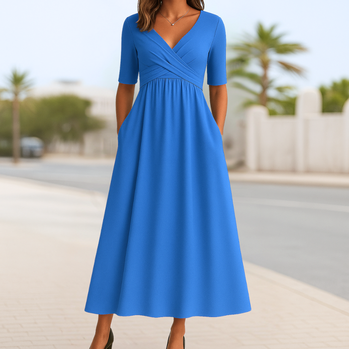 Elegante Monique™ | Abito incrociato con maniche corte per un look raffinato