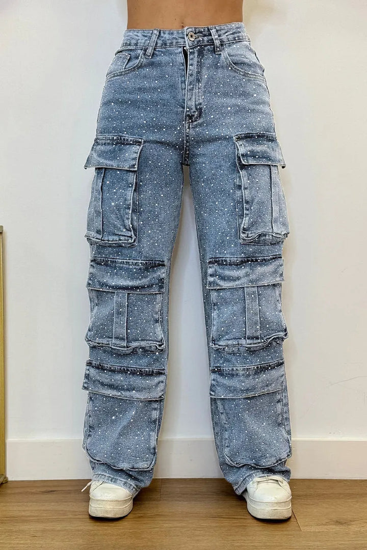 Lucy™ | Jeans Cargo con Strass