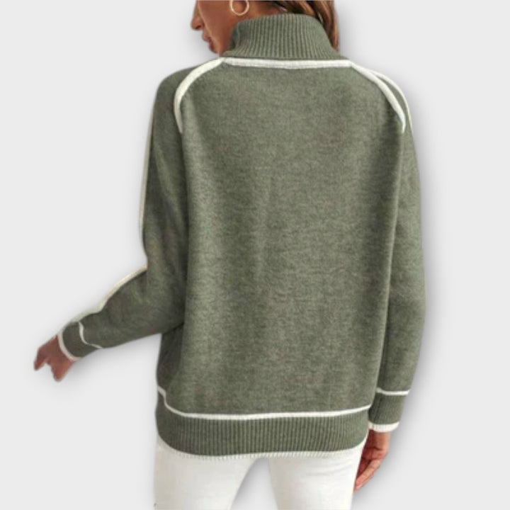 Christine - Pullover in maglia verde oliva di lusso