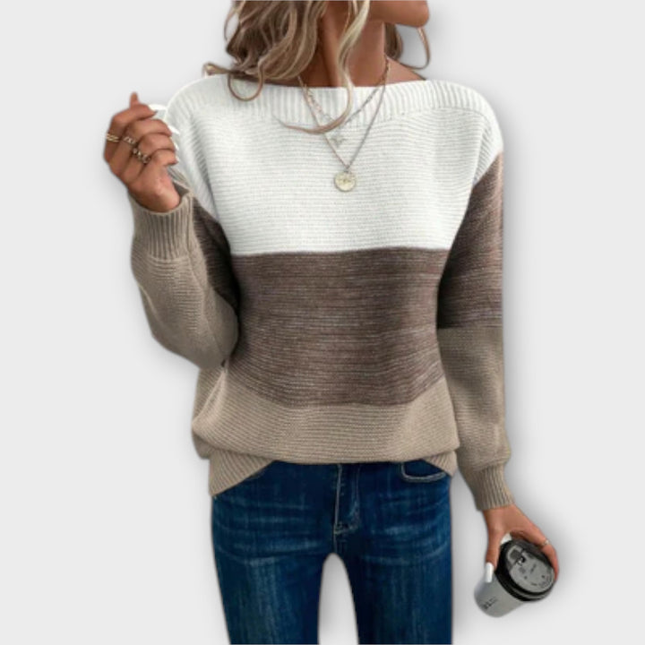 Clara | Maglione Elegante in Patchwork a Tre Colori