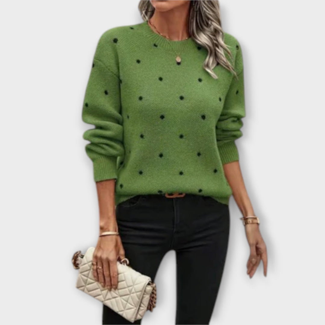Ava | Maglione a Maniche Lunghe Casual in Maglia con Motivo a Pois