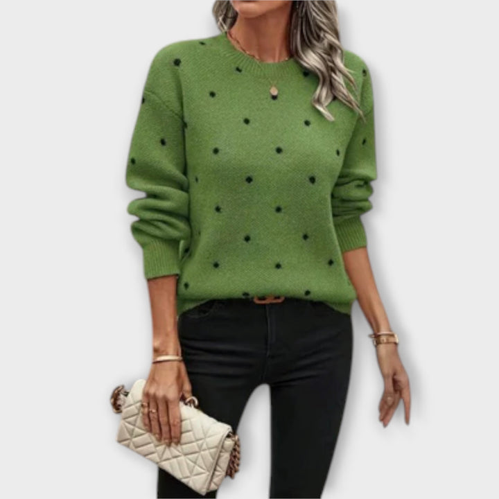 Ava | Maglione a Maniche Lunghe Casual in Maglia con Motivo a Pois