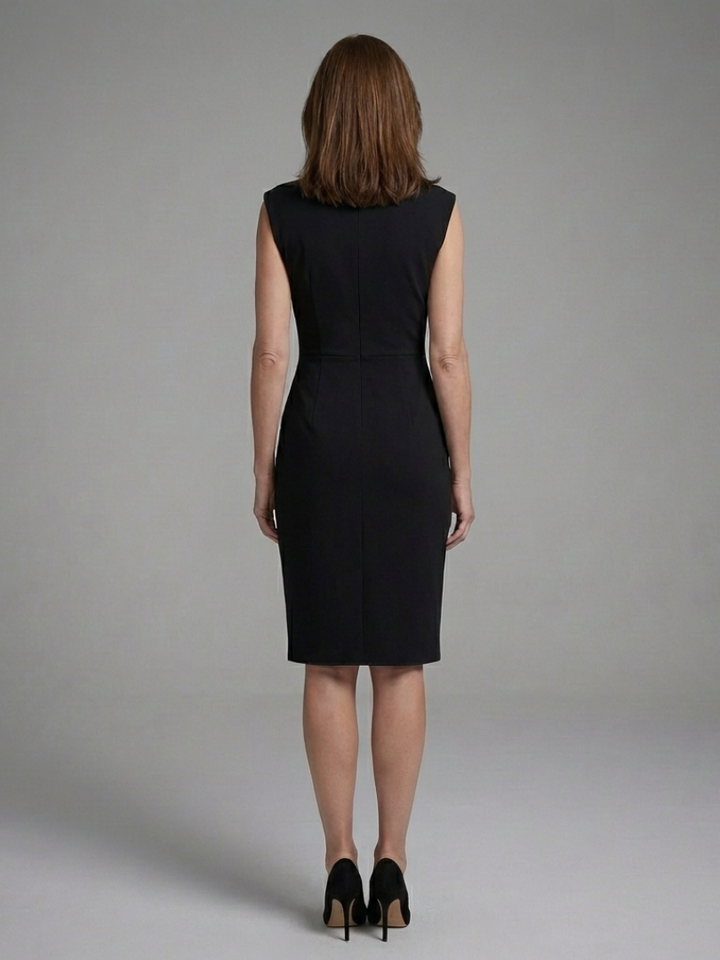Faelina | Vestito Midi Senza Maniche con Dettaglio a Chiave