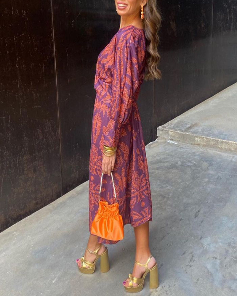Isadora | Abito Midi Elegante con Stampa Delicata