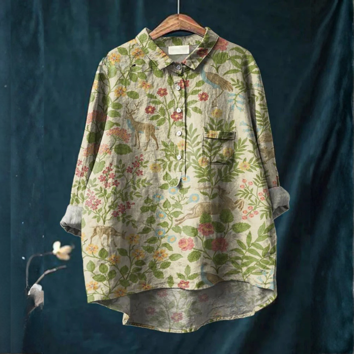 Elena – Camicia in lino fantasia