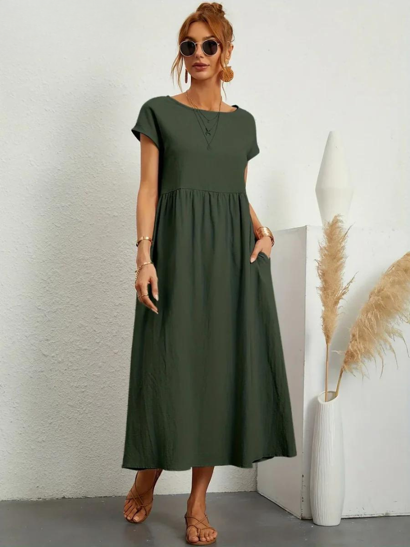 Ruby™ | Vestito elegante in cotone e lino per un look essenziale e raffinato