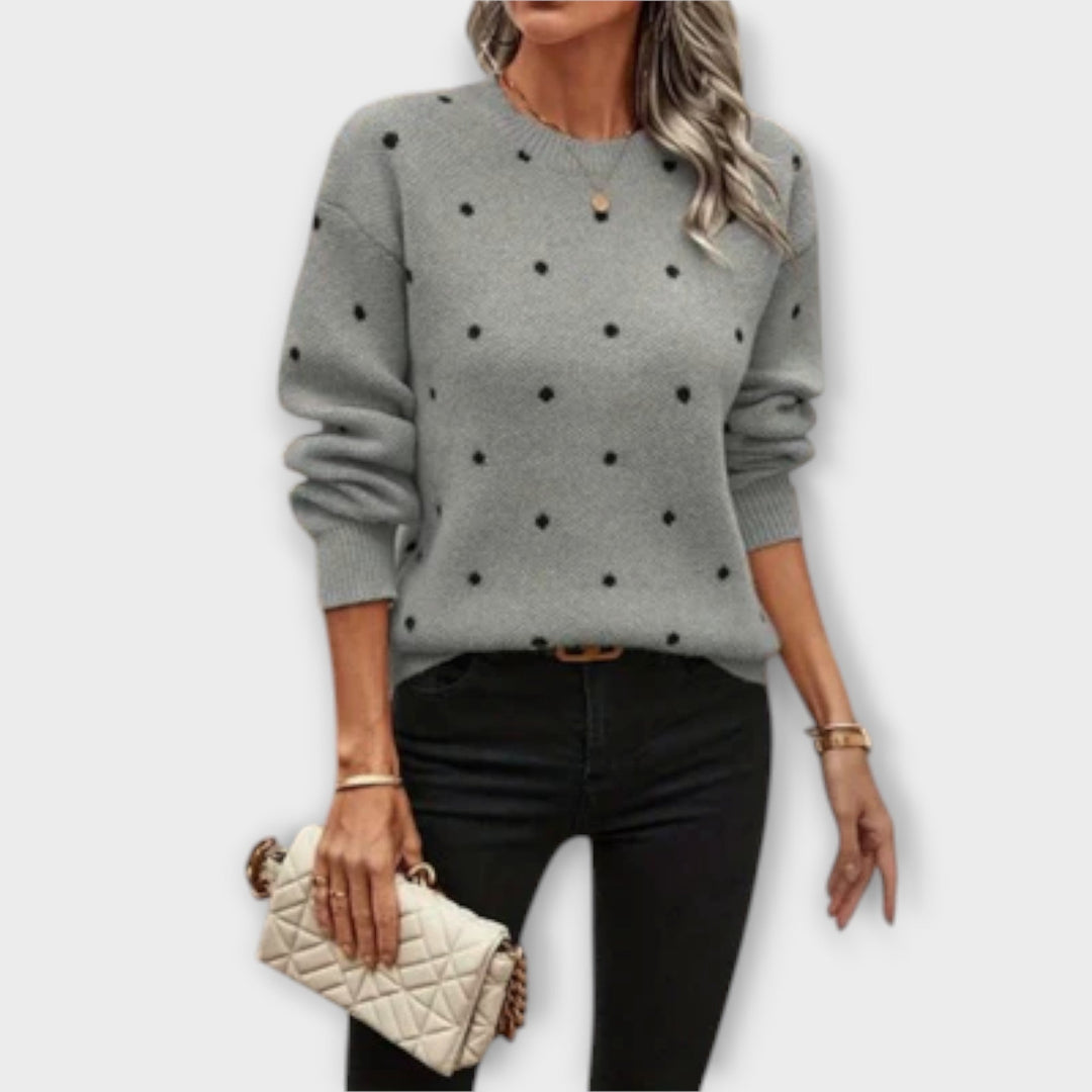 Ava | Maglione a Maniche Lunghe Casual in Maglia con Motivo a Pois