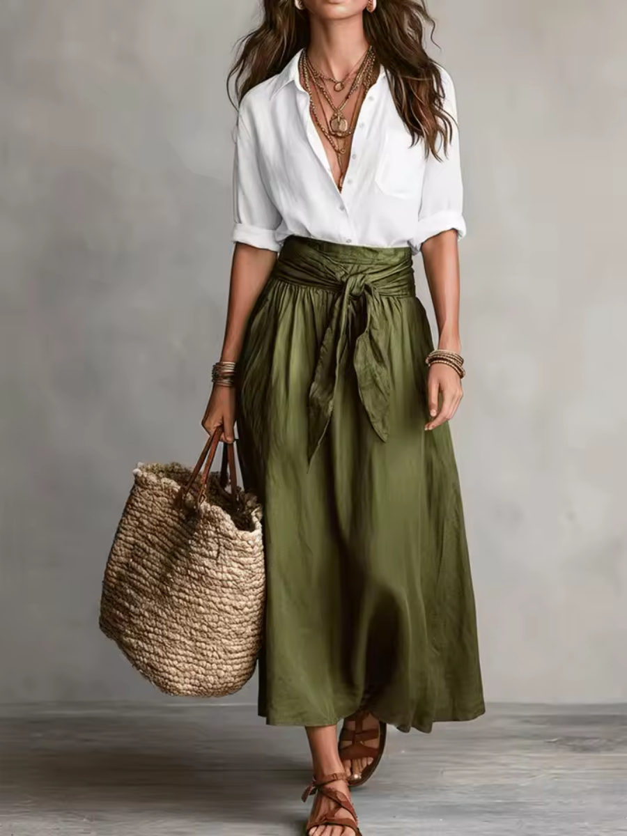 Elara™ | Set Elegante a Due Pezzi con Gonna Midi