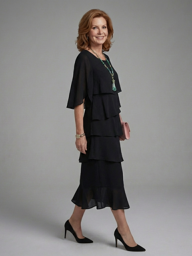 Maelis | Vestito Midi con Maniche a Strati