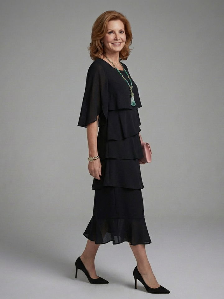 Maelis | Vestito Midi con Maniche a Strati