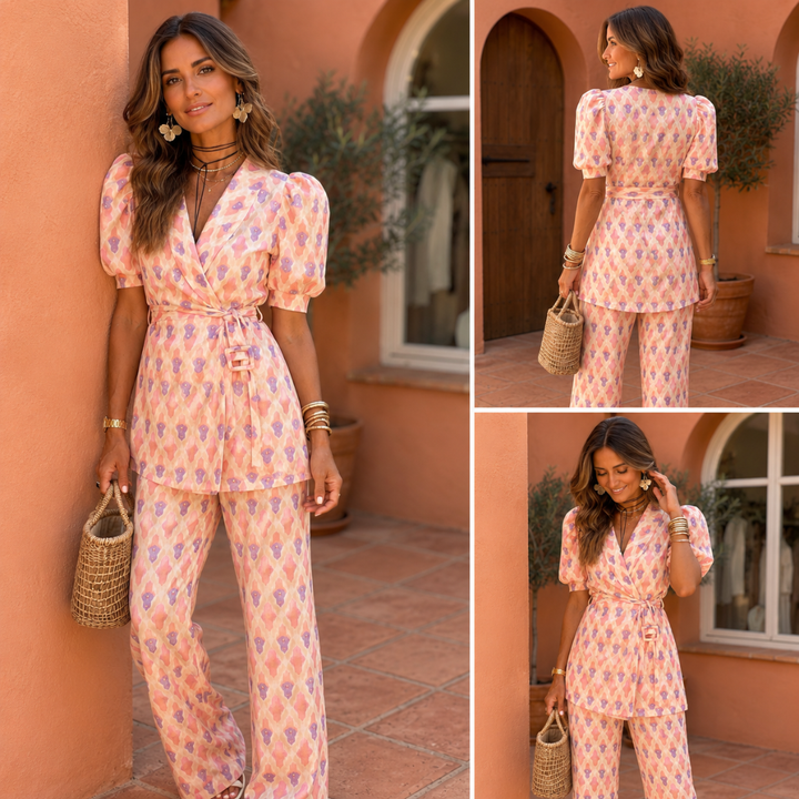 Araceli™ | Completo Stampato con Blazer e Pantaloni Svasati
