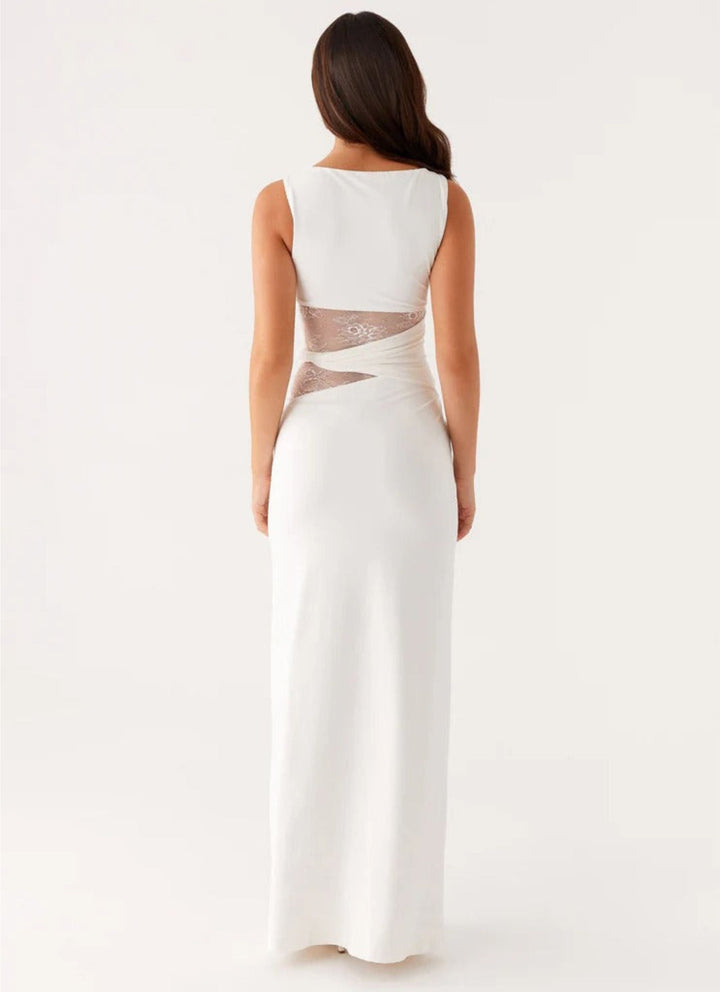 Leni - Maxidress aderente con tagli discreti e lacci