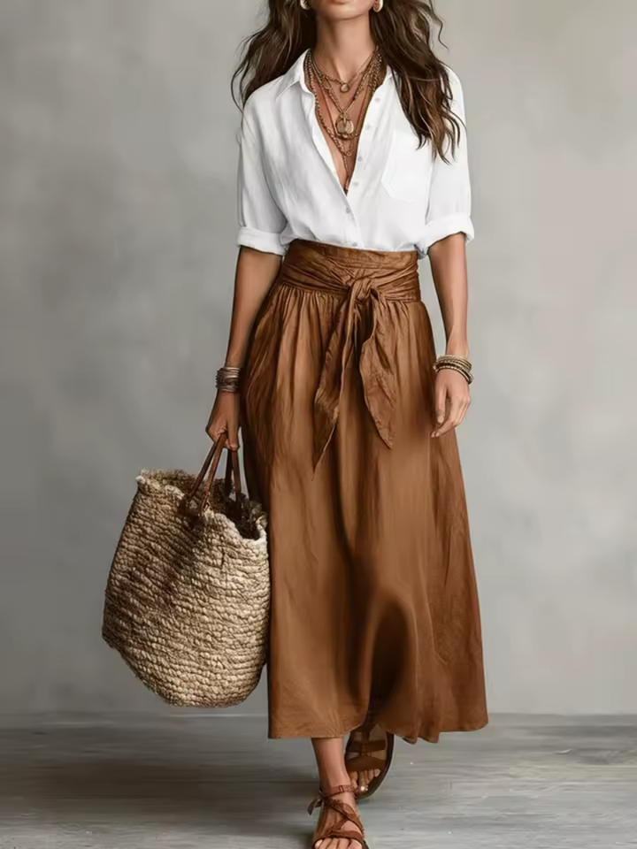 Elara™ | Set Elegante a Due Pezzi con Gonna Midi