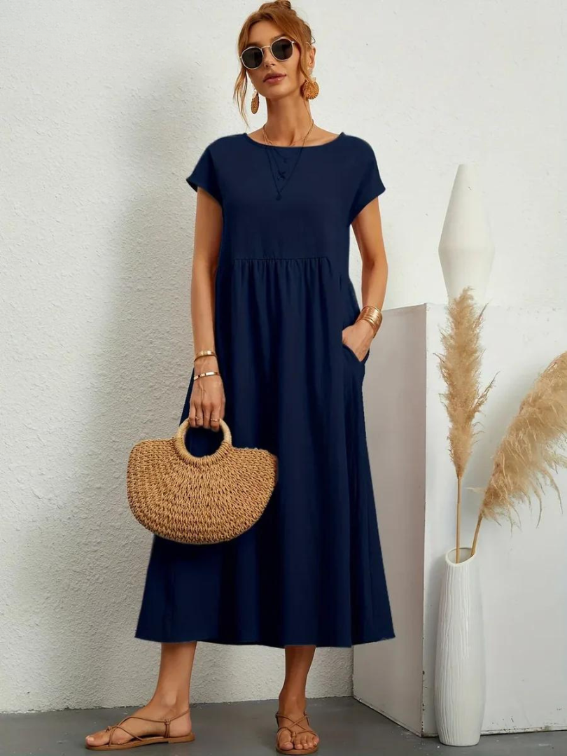 Ruby™ | Vestito elegante in cotone e lino per un look essenziale e raffinato