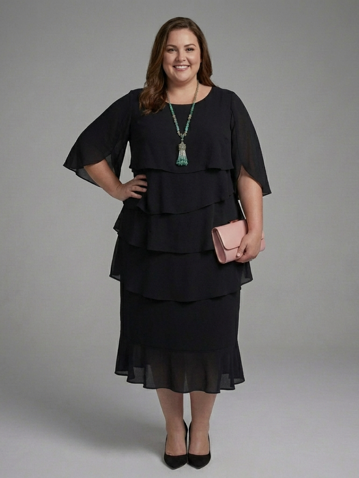 Maelis | Vestito Midi con Maniche a Strati