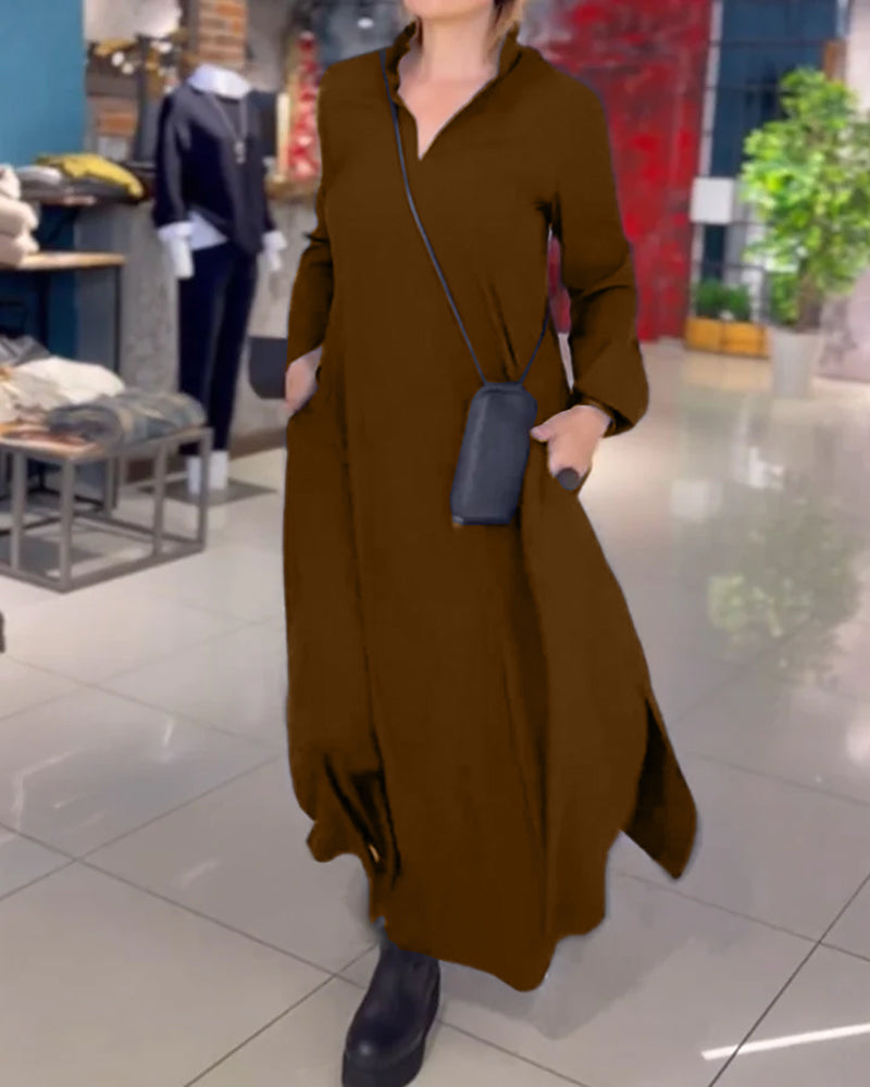 Bellini™ | Abito Lungo Fluido con Spacco Laterale