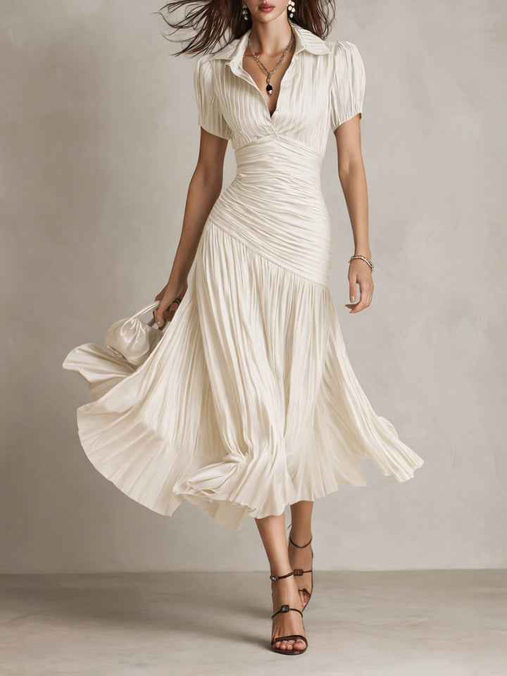 Adriana ∙ Vestito midi satinato a righe retrò