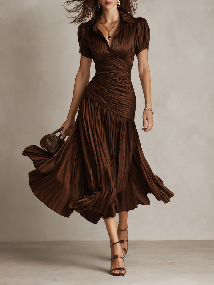 Adriana ∙ Vestito midi satinato a righe retrò