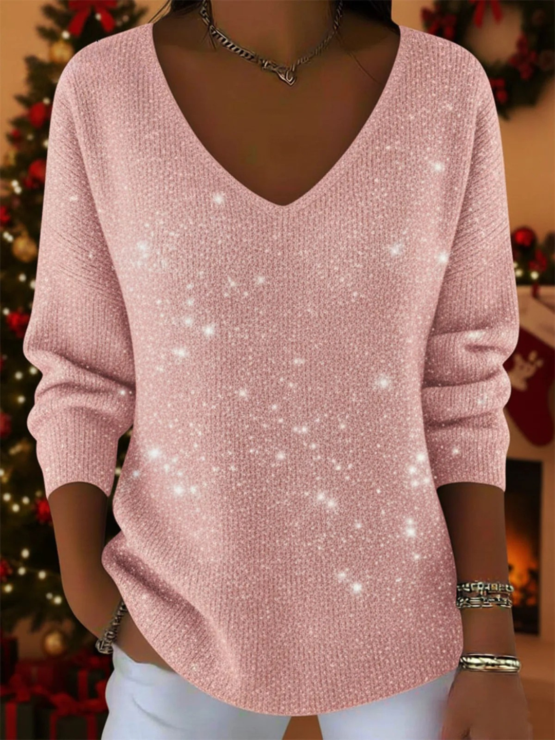 Alessia | Maglione festivo con scollo a V