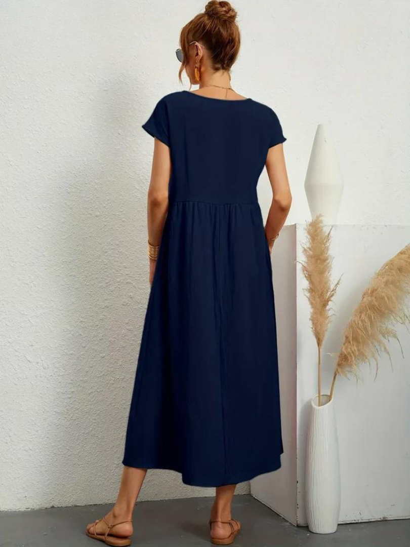 Ruby™ | Vestito elegante in cotone e lino per un look essenziale e raffinato