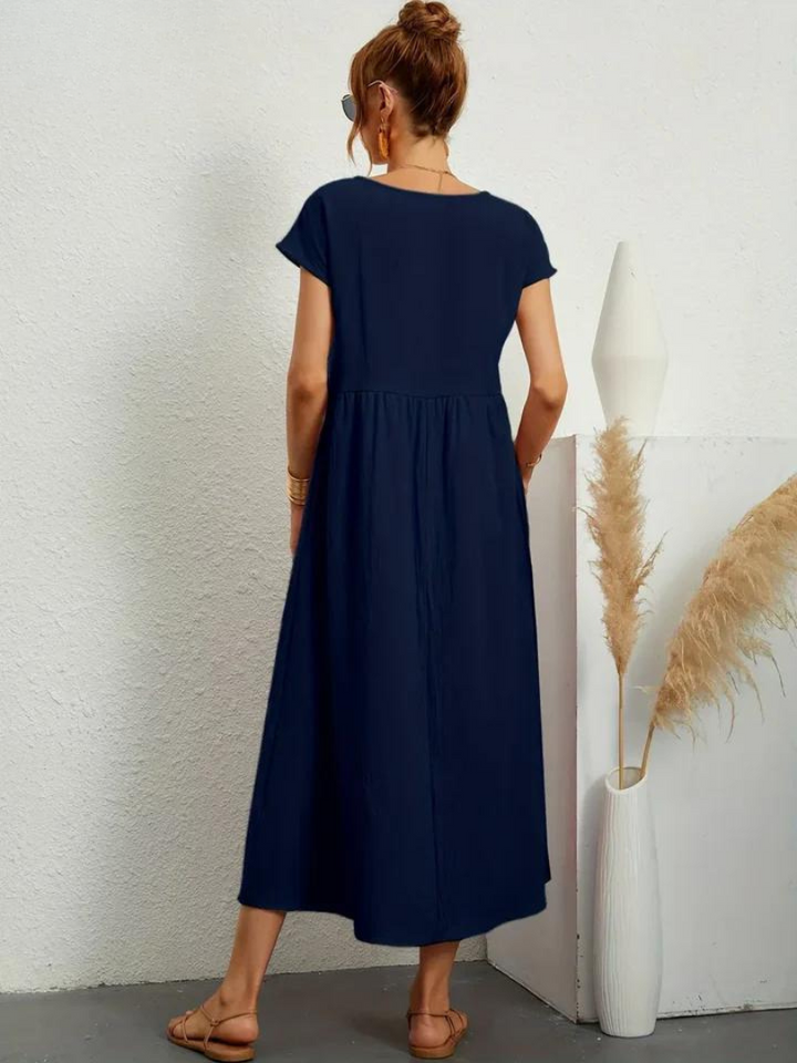 Ruby™ | Vestito elegante in cotone e lino per un look essenziale e raffinato