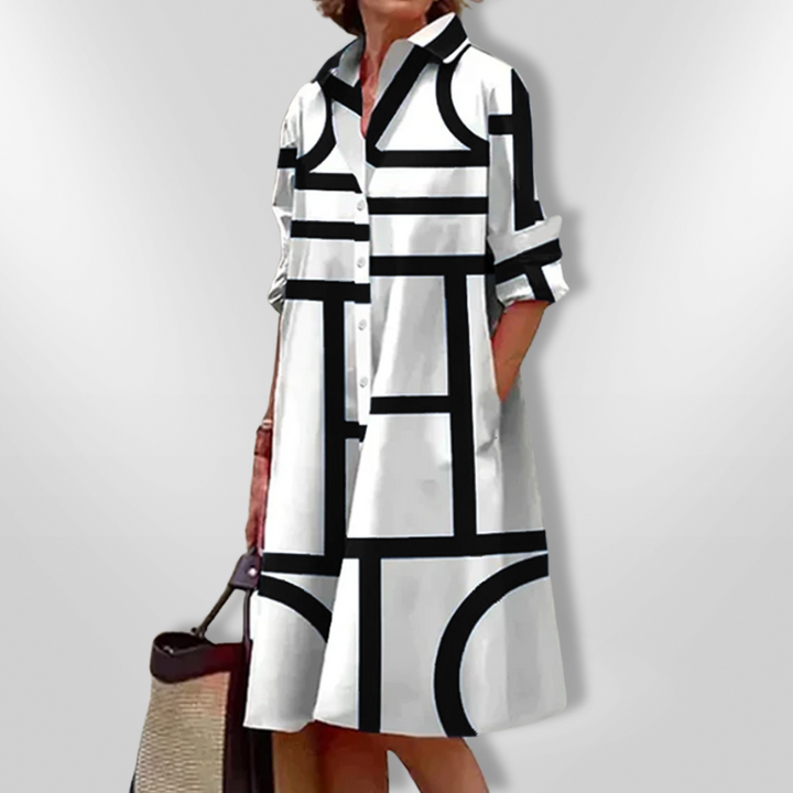 Helena™ | Abito Midi con Motivo Geometrico