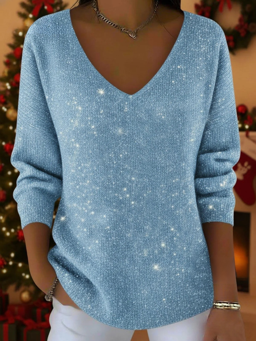 Alessia | Maglione festivo con scollo a V