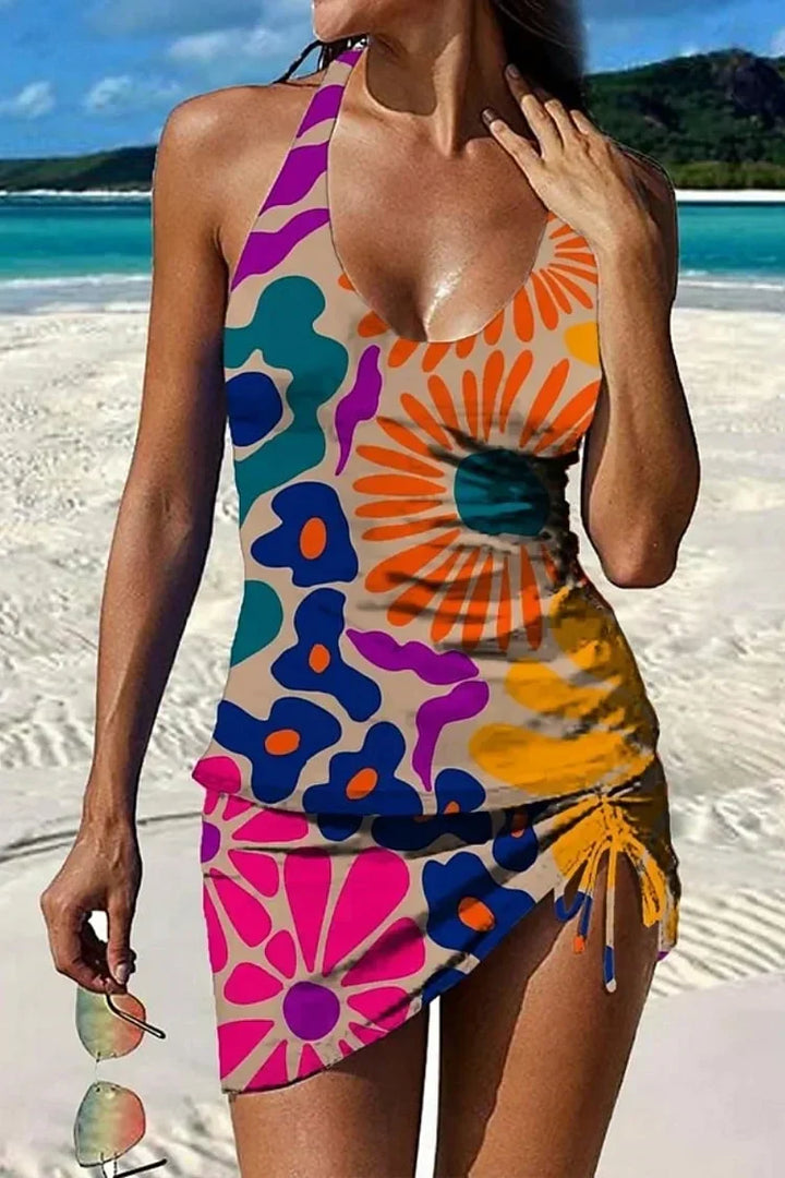 Fiesta – Tankini floreale grafico con pantaloni, effetto ventre piatto