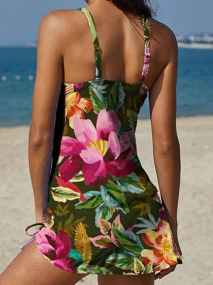 Fiesta – Tankini floreale grafico con pantaloni, effetto ventre piatto