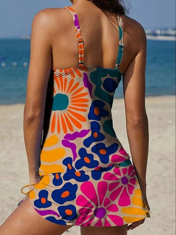 Fiesta – Tankini floreale grafico con pantaloni, effetto ventre piatto